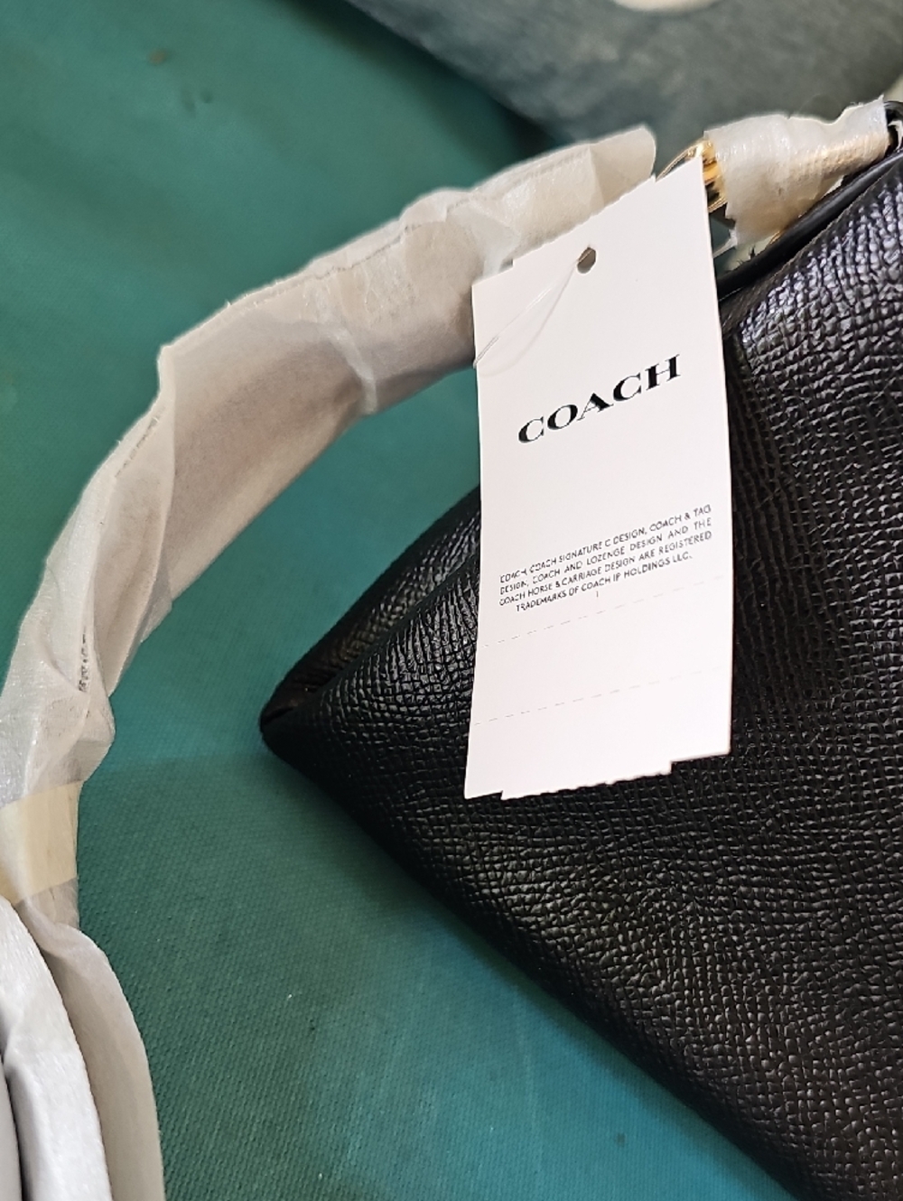 Coach Black Pebbled Leather Satchel with Gold Accents - Picture 2 of 12